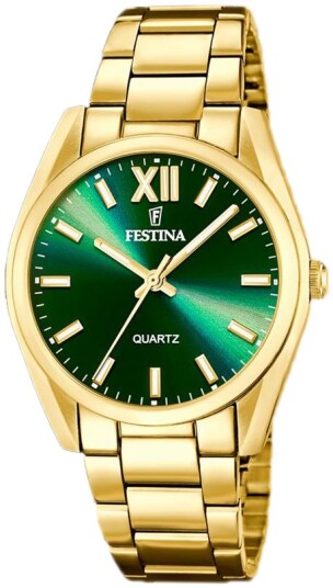 Festina Dameklokke F20640 9 Boyfriend Grønn/Gulltonet stål Ø36.8 mm Festina Dameklokke F20640 9 Boyfriend Grønn/Gulltonet stål Ø36.8 mm