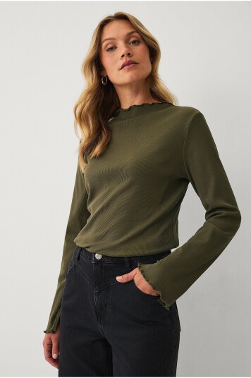 Ellos Collection Ribbet topp Grønn