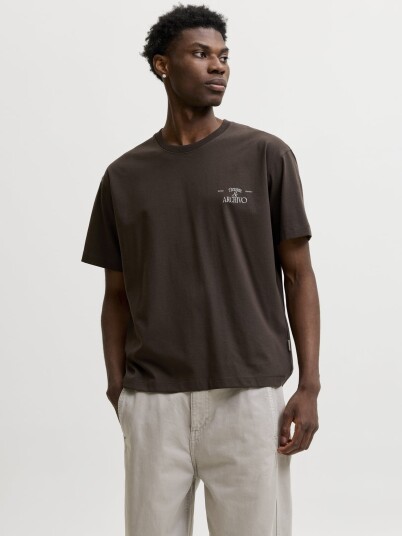 Jack and Jones Salamanco Photo Back Tee Short Sleeve Brun S
