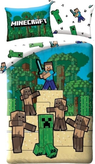 Minecraft Sengetøj 140 X 200 Cm - 100 Procent Bomuld