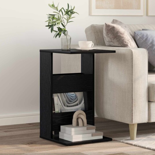 vidaXL Sidetabell Svart Eik 40 x 35 x 60,5 cm Konstruert tre