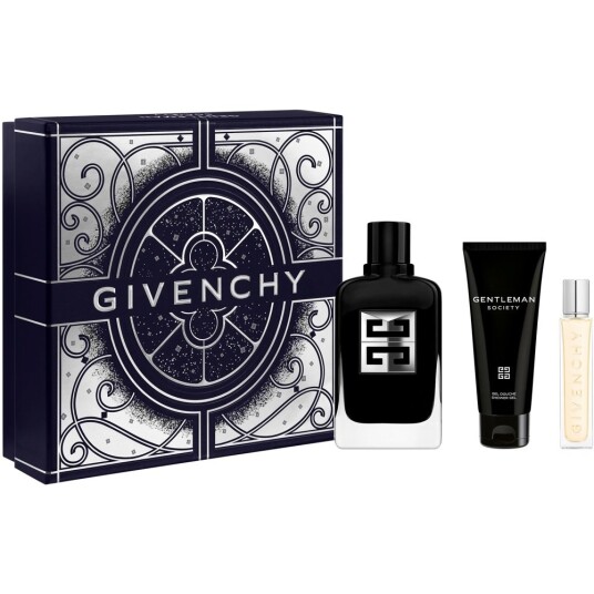 Givenchy Gentleman Society Gavesett med Eau De Parfum 100ml, Dusjgelé 75ml og Reisespray 12,5ml Givenchy Gentleman Society Gavesett med Eau De Parfum 100ml, Dusjgelé 75ml og Reisespray 12,5ml