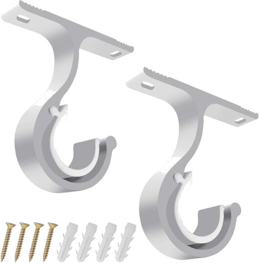 Sett med 2 gardinstangholdere hvit ø 25 28 mm solid aluminium