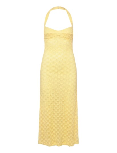 Bardot Mariko Halter Neck Midi Dress   Yellow   36
