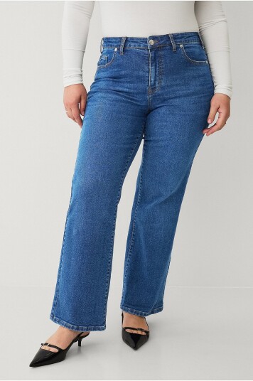 Ellos Plus Collection Jeans med vide ben og høy midje Blå