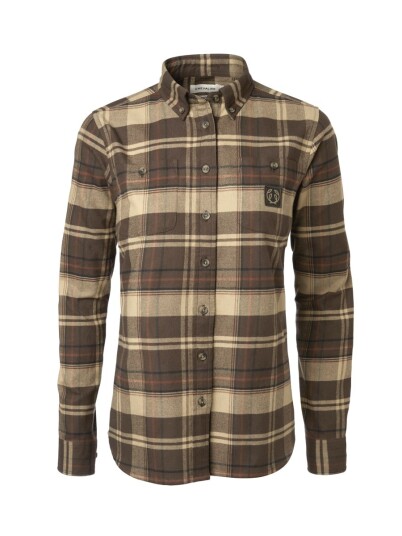 Chevalier Heron Flannel Shirt Women Soil Brown Checked 34W
