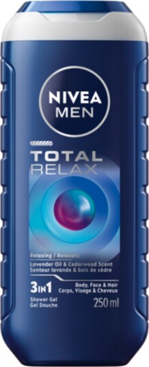 NIVEA MEN Total Relax 5-i-1 Shower Gel med lavendelolje og duft av sedertre, 250 ml