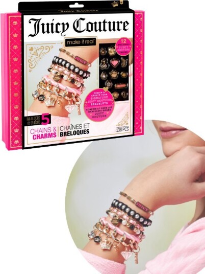 Make It Real Juicy Couture Chains & Charms lag 5 armbånd med perler og charms Make It Real Juicy Couture Chains & Charms lag 5 armbånd med perler og charms