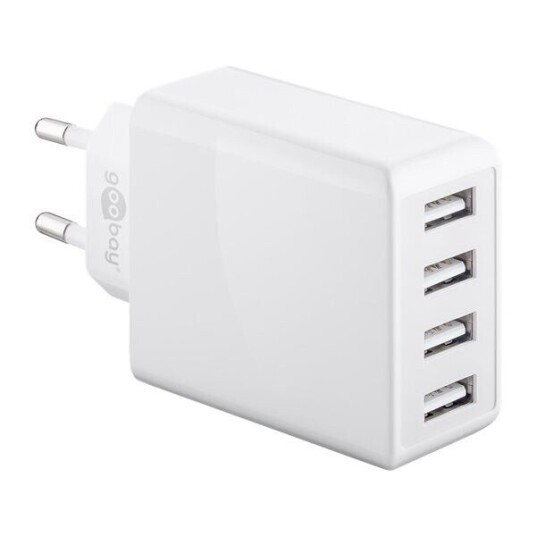Goobay 4-Port USB-lader 30W Hvit med 4 USB-A Utganger