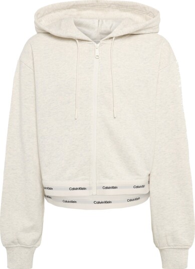Calvin Klein Jeans Ls Terry Logo Waist Cropped Fz H Cream XS