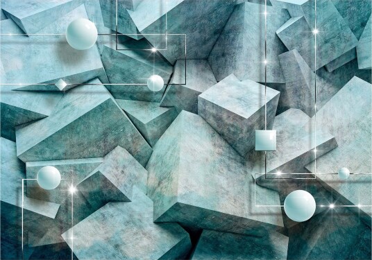 Fototapet Concrete Cubes Green 400x280 - Artgeist sp. z o. o.