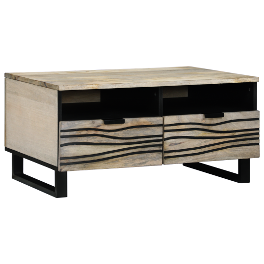 Kaffebord med skuff med lagring Hvit Svart 80 x 50 x 40 cm Kaffebord med skuff med lagring Hvit Svart 80 x 50 x 40 cm