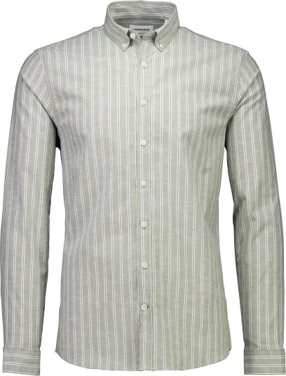 Lindbergh Striped Superflex Oxford L/S Green S