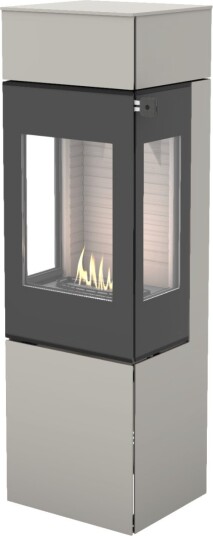 Nexo 140 nikkel frittstående biopeis med sideglass og glassdør