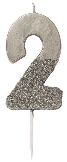 Talking Tables Kakelys Tall Sølv/Glitter - Tallet 2 Talking Tables Kakelys Tall Sølv/Glitter - Tallet 2