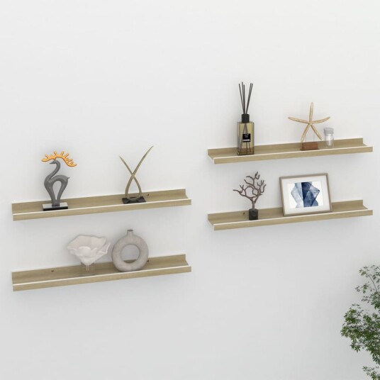 Vegghyller 4 stk hvit og sonoma eik 60x9x3 cm 8720286417966 Vegghyller 4 stk hvit og sonoma eik 60x9x3 cm 8720286417966