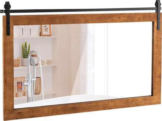 Rustikk gårdshusveggspeil – heltreramme 100x66 cm