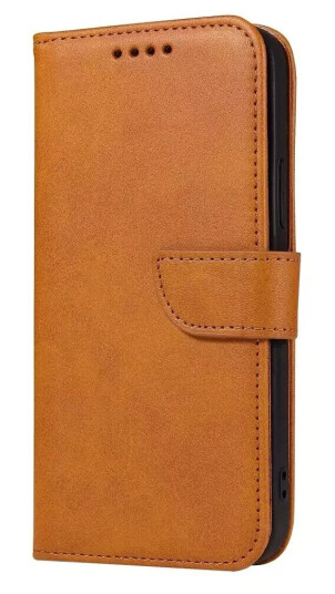 INCOVER iPhone 13 Flip Deksel i Skinn med Lommebok og Magnetisk Lukning - Lys Brun
