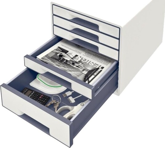Leitz Wow Cube Skuffskap 5 Skuffer For A4 Maxi Hvit Leitz Wow Cube Skuffskap 5 Skuffer For A4 Maxi Hvit