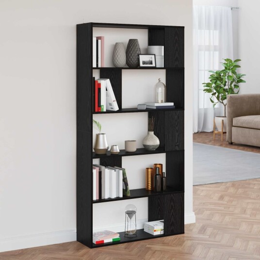 vidaXL Bokskap Svart Eik 80 x 24 x 159 cm Konstruert tre