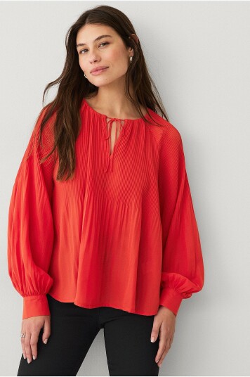 Ellos Collection Plissert bluse Rød