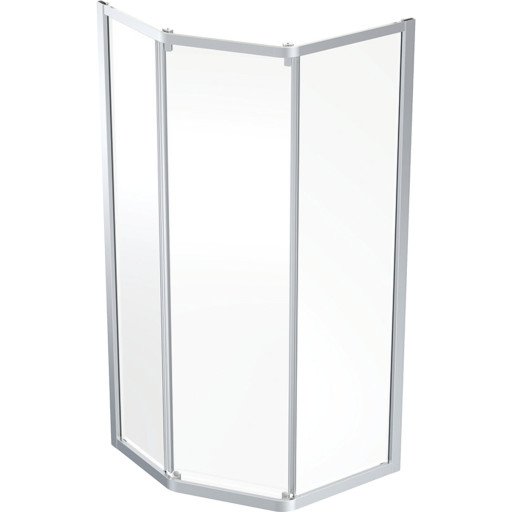 Ifö Showerama pentagonalt dusjhjørne 90x90 cm, sølv/klart