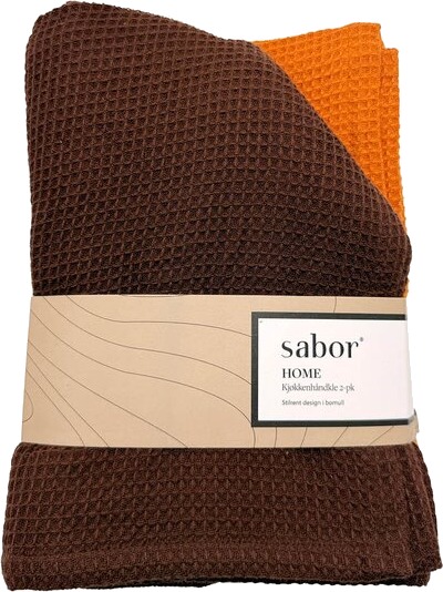 Sabor Home kjøkkenhåndkle 70x50 cm 2 stk brun/oransje Sabor Home kjøkkenhåndkle 70x50 cm 2 stk brun/oransje