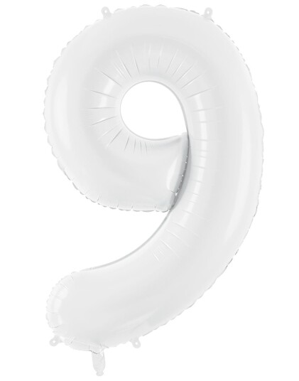 Tallet 9 Hvit JUMBO Folieballong 86 cm