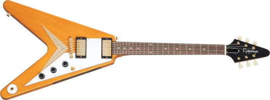 Epiphone 1958 Korina Flying V White Pickguard Incl Case Epiphone 1958 Korina Flying V White Pickguard Incl Case
