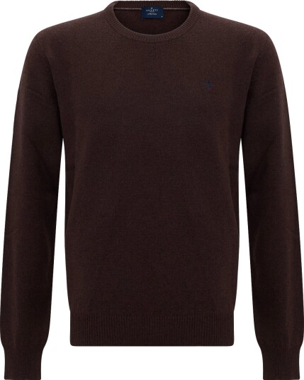 Hackett London Lambswool Crew - EBONY BROWN - S
