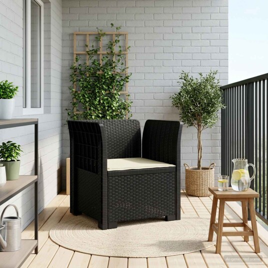 vidaXL 1 seters Stol med Pute Rattan Utseende PP Antrasitt