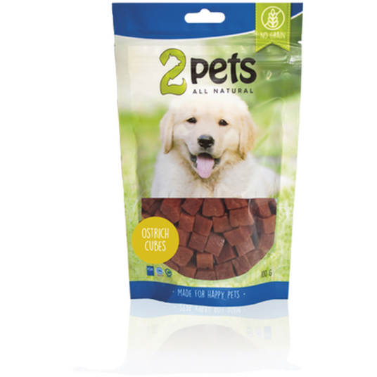 2 Pets Strutsebiter Hundesnacks 100 g - Naturlige Godbiter for Aktive Hunder 2 Pets Strutsebiter Hundesnacks 100 g - Naturlige Godbiter for Aktive Hunder
