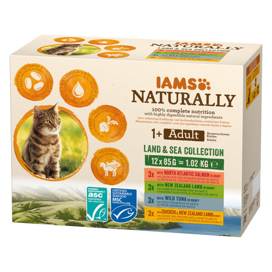 Iams Naturally Adult Cat Land & Sea Collection 24 X 85 G