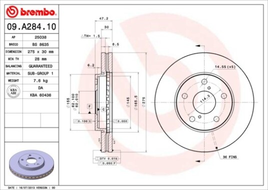 Bremseskive BREMBO 09.A284.10