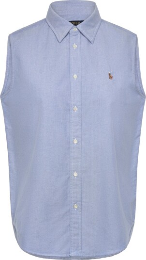 Polo Ralph Lauren Cotton Oxford Sleeveless Shirt   Blue   L