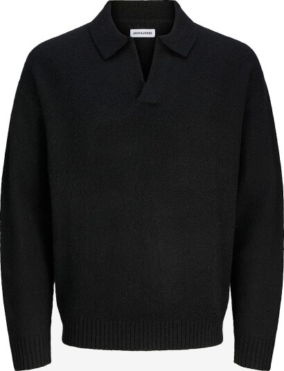Jack & Jones Junior Pullover jjoho Ollie Knit Split Neck Jnr Svart