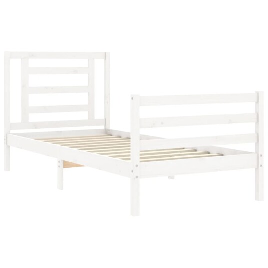 vidaXL Sengeramme med hodegavl hvit 90x200 cm heltre