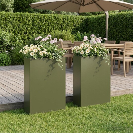 vidaXL Hageblomsterpotte 2 stk. Olivengrønn 40 x 20 x 75 cm