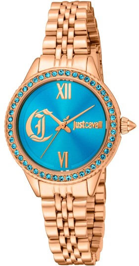Just Cavalli Dameklokke JC1L316M0085 Glam Chic Blå/Rose gulltonet