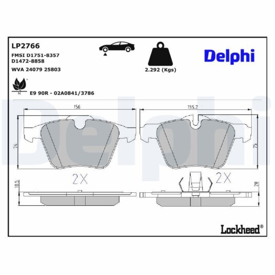 Bremseklosser DELPHI LP2766 Bremseklosser DELPHI LP2766