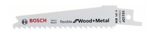 Bosch S 511 DF Sagblad for Tre og Metall - 5 Deler, 100 mm Lengde