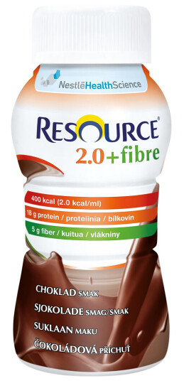 Resource 2,0 + Fibre næringsdrikk sjokolade, 4x200 ml Resource 2,0 + Fibre næringsdrikk sjokolade, 4x200 ml
