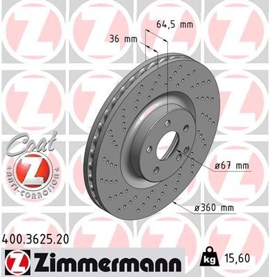 Bremseskive ZIMMERMANN 400.3625.20