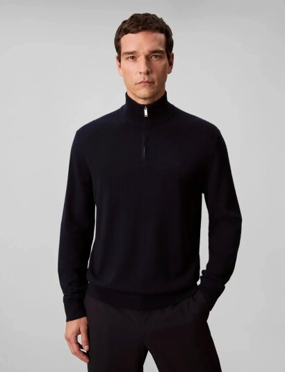 Calvin Klein Ls 100% Merino Qz 14Gg Navy XXL