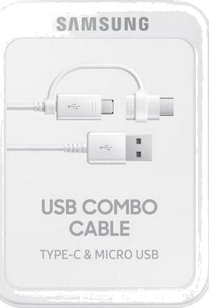 Samsung Usb-Kabel Usb-A Til Microusb + Usb-C Hvit Smg207wht
