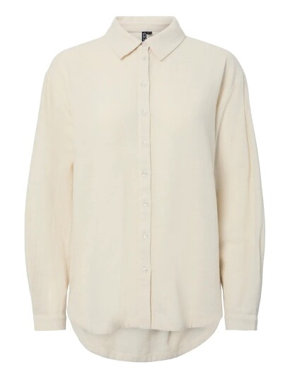 Pieces Pcagnes Ls Oversized Shirt Wvn Bc Cream M