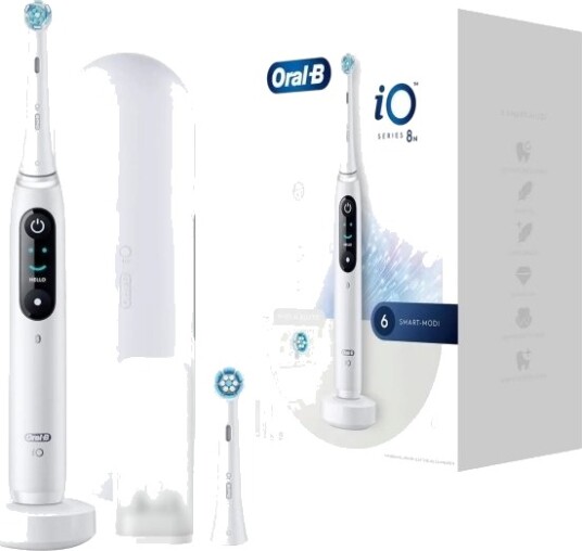 Oral-B iO Series 8N Elektrisk Tannbørste med Bluetooth og 6 Programmer Hvit