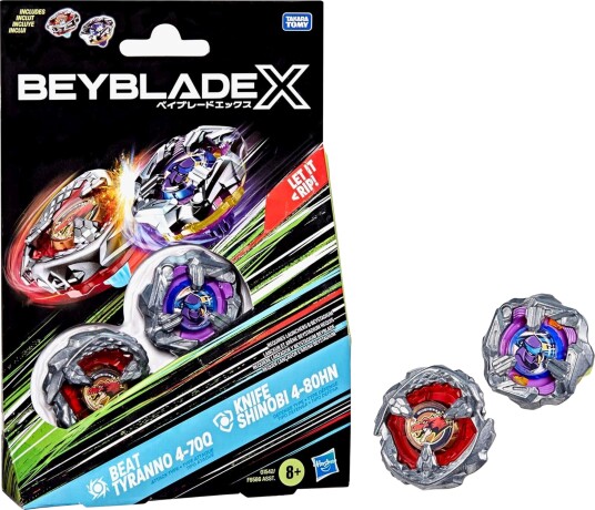 Beyblade Beyblade X Beat Tyranno 4 70q & Knife Shinobi 4 80hn Dobbelsett Multi Patterned One Size