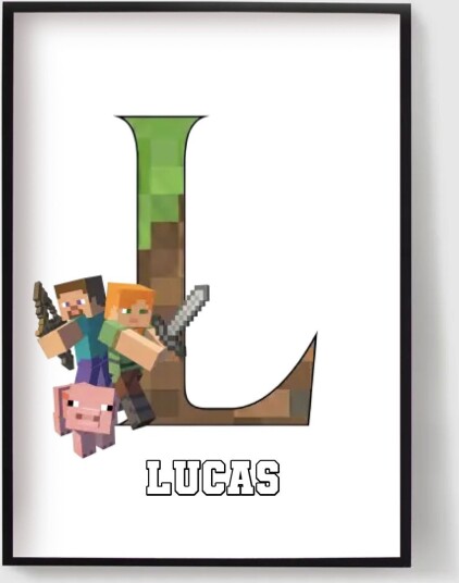 Personalisert Plakat Minecraft Navneplakat Sett med 3