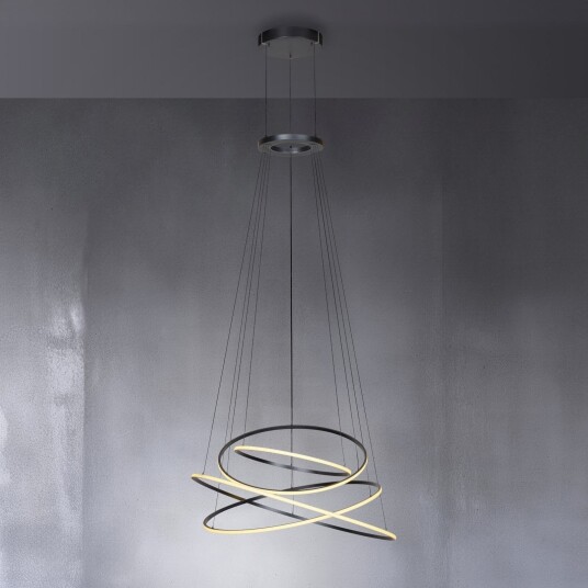 E Flying Rings LED hengelampe mystic grey Ø110 cm CCT – PURE PURE E Flying Rings Stue Moderne Aluminium Med flere lyskilder